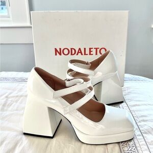 Nodaleto Bulla Babies Mary Jane Heels in White Patent Leather Sz IT 40/US 9
